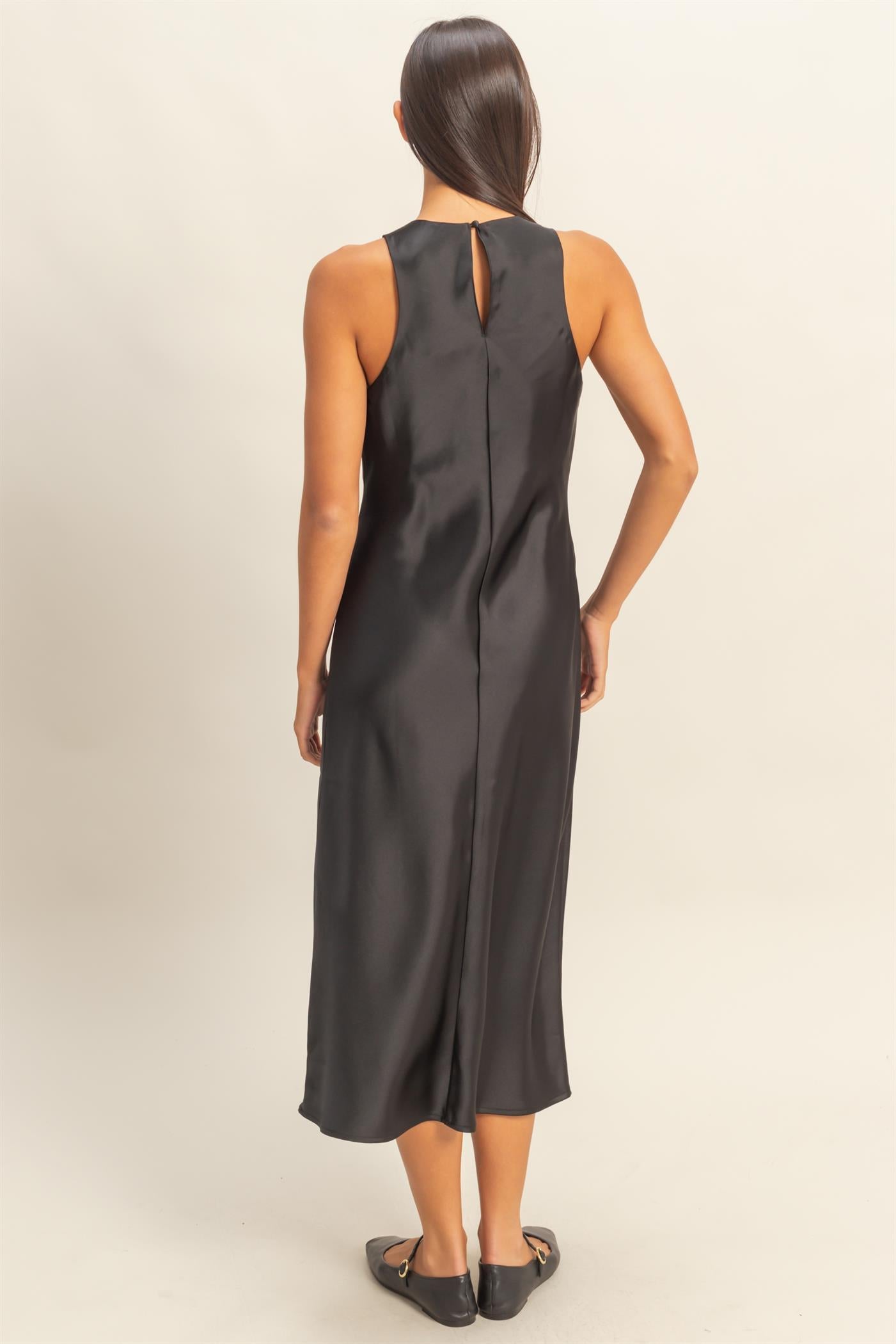 Satin High Neck Dress DZ25E162 Black