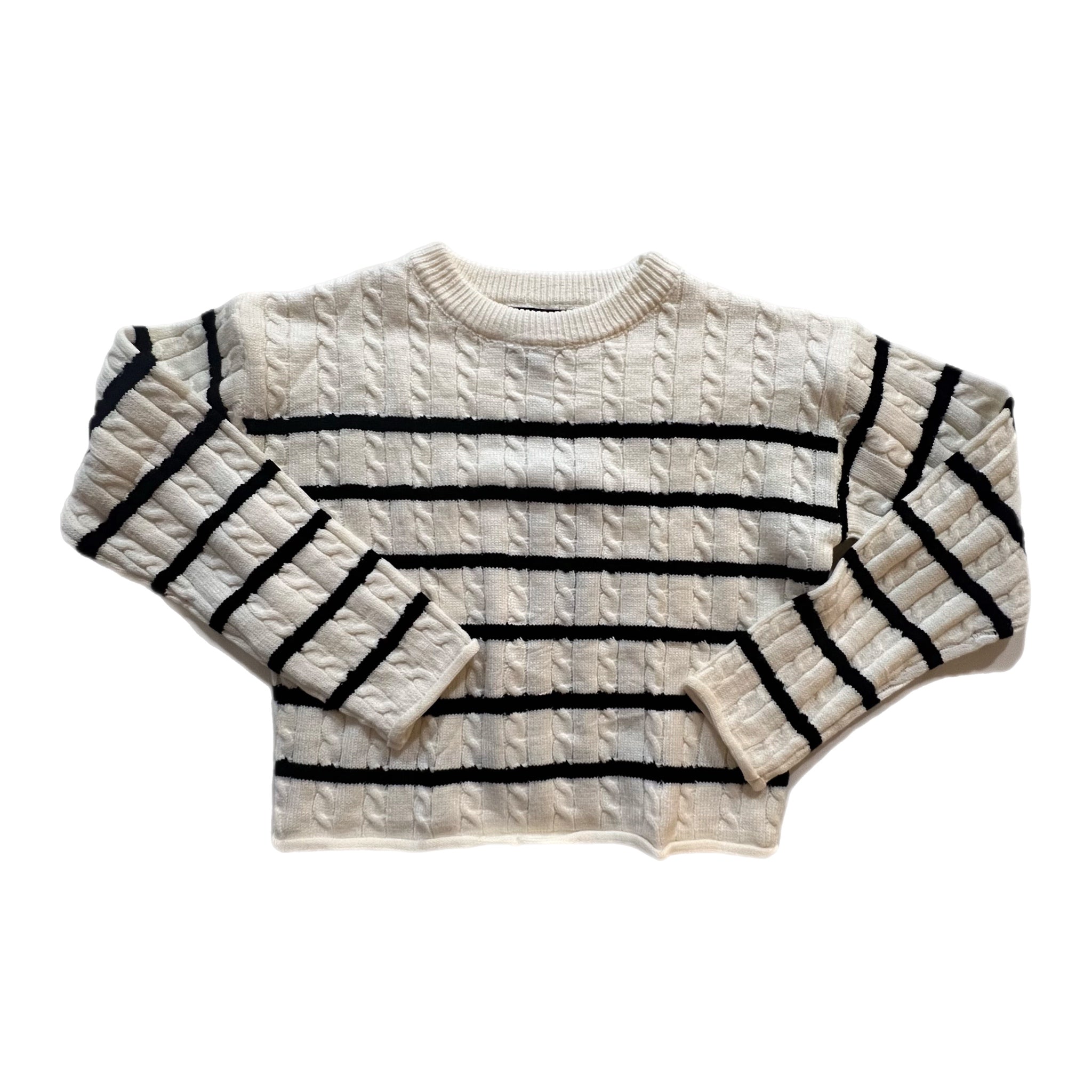FBZ GIRLS Stripe Cable Sweater WHITE BLACK (UK5)