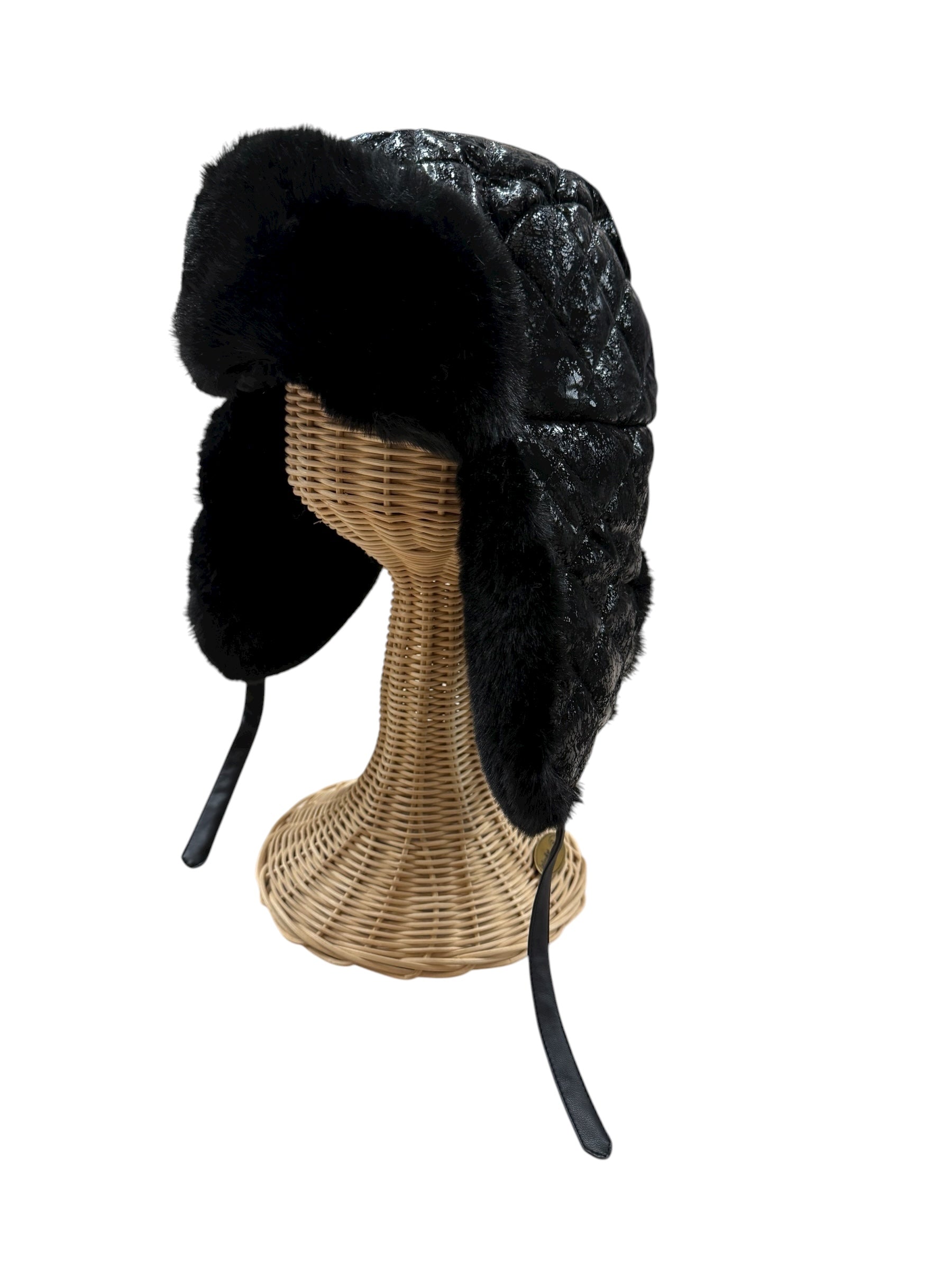 QUILTED TRAPPER HAT BLK HT074BLK