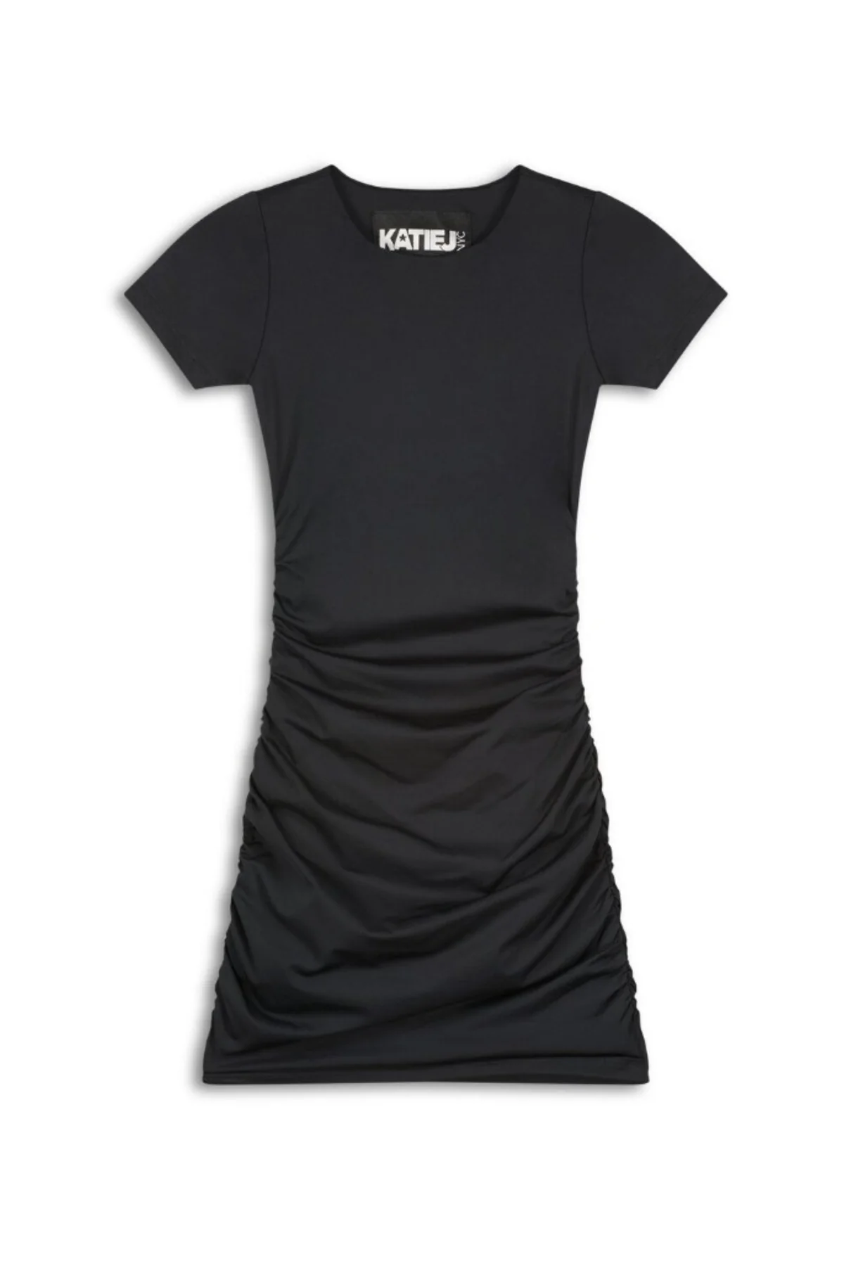 Katie J Junior/Adult Riley Ruched T-shirt Dress - BLACK