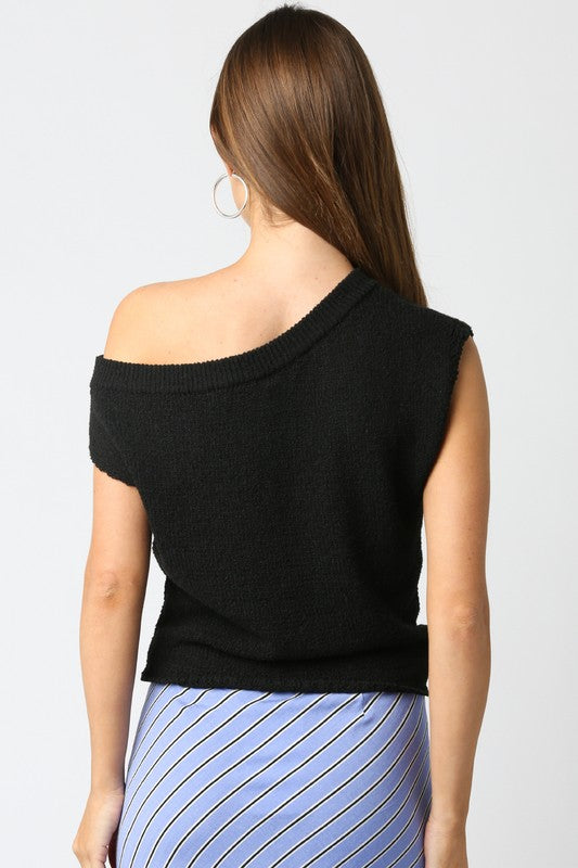 Olivaceous Claire Off Shoulder Knit Top