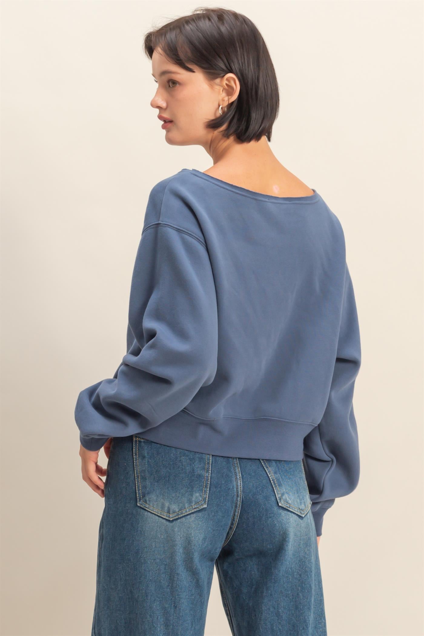 Wide Neck Sweatshirt DZ25E407 DUSTY NAVY