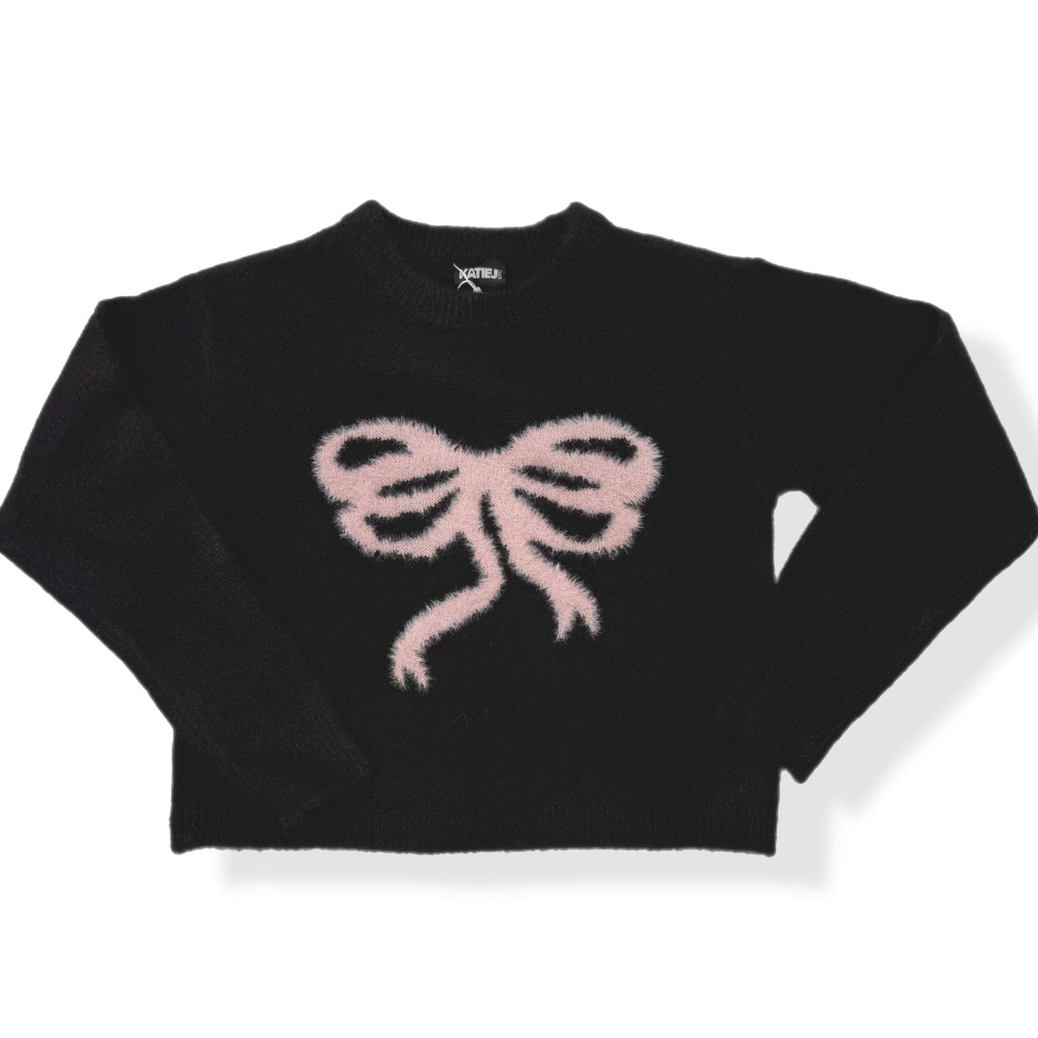 Katie J *GIRLS* Maggie Bow Sweater - Black/Pink