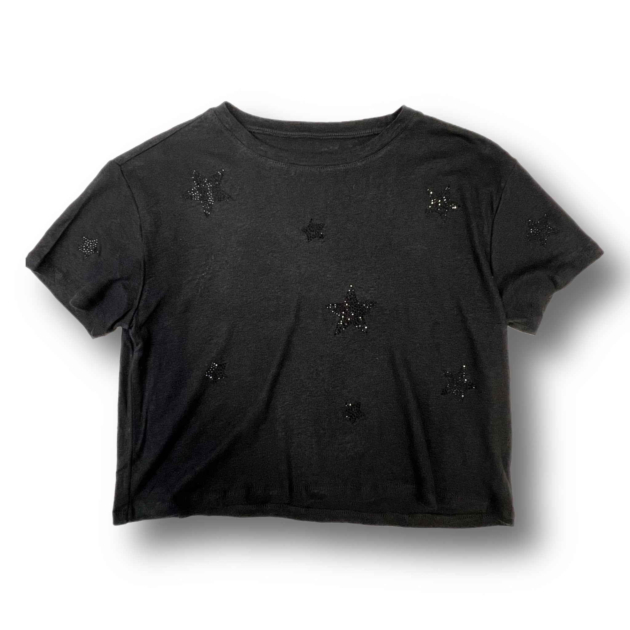 Katie J *JUNIOR* Fearless Tee - BLACK RHNSTN STARS