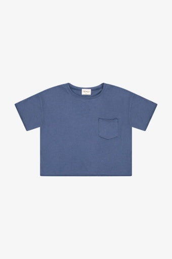 COTTON JERSEY RAW EDGE POCKET TEE (girls)
