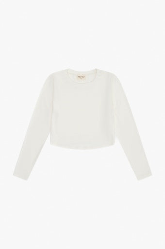 RAYON RIB CURVED HEM L/S TOP