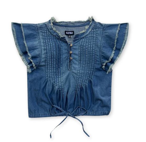Katie J *JUNIOR* Hart Chambray Blue Top