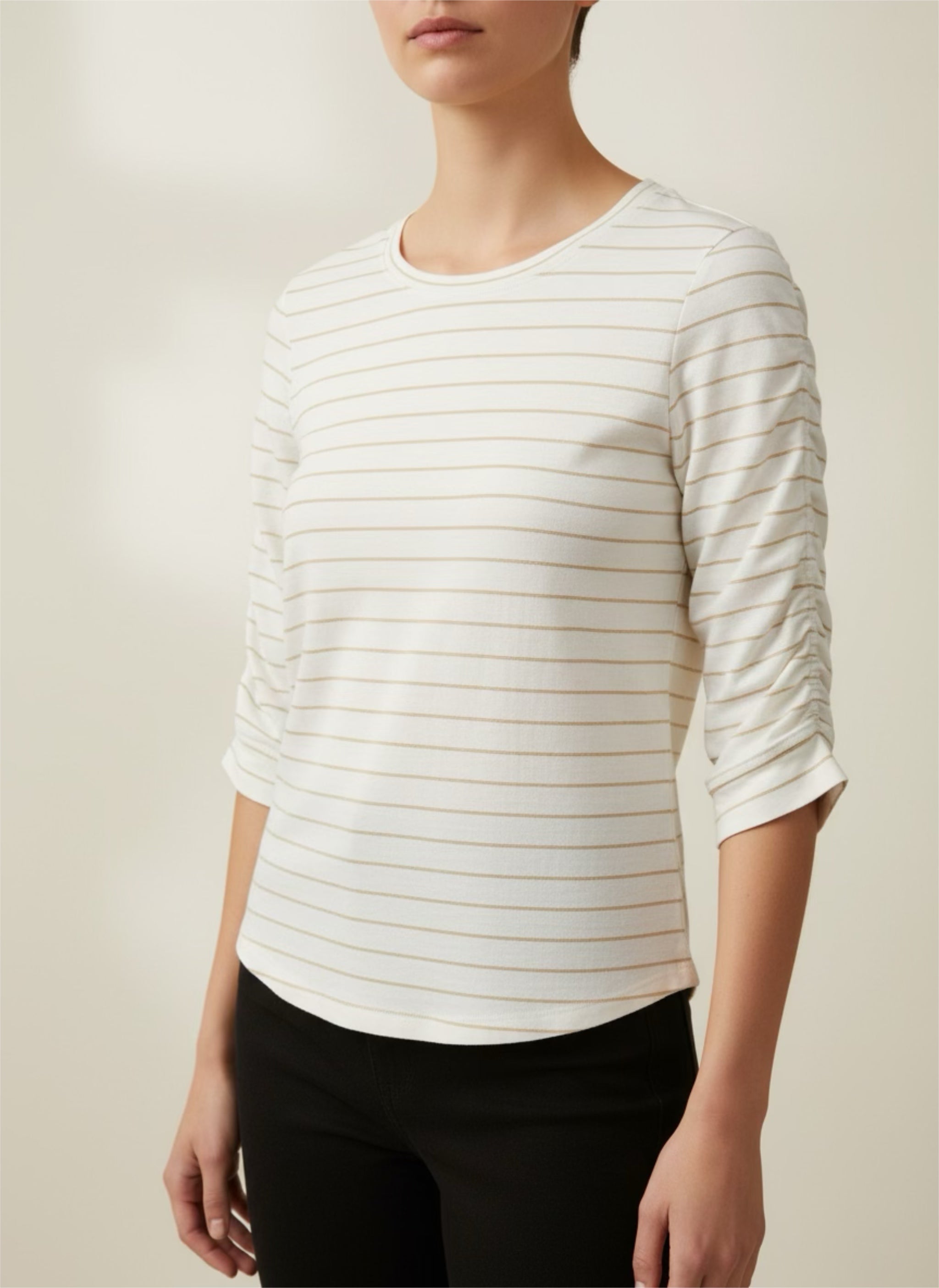 STRIPE Cotton Slub Julia Knit Top