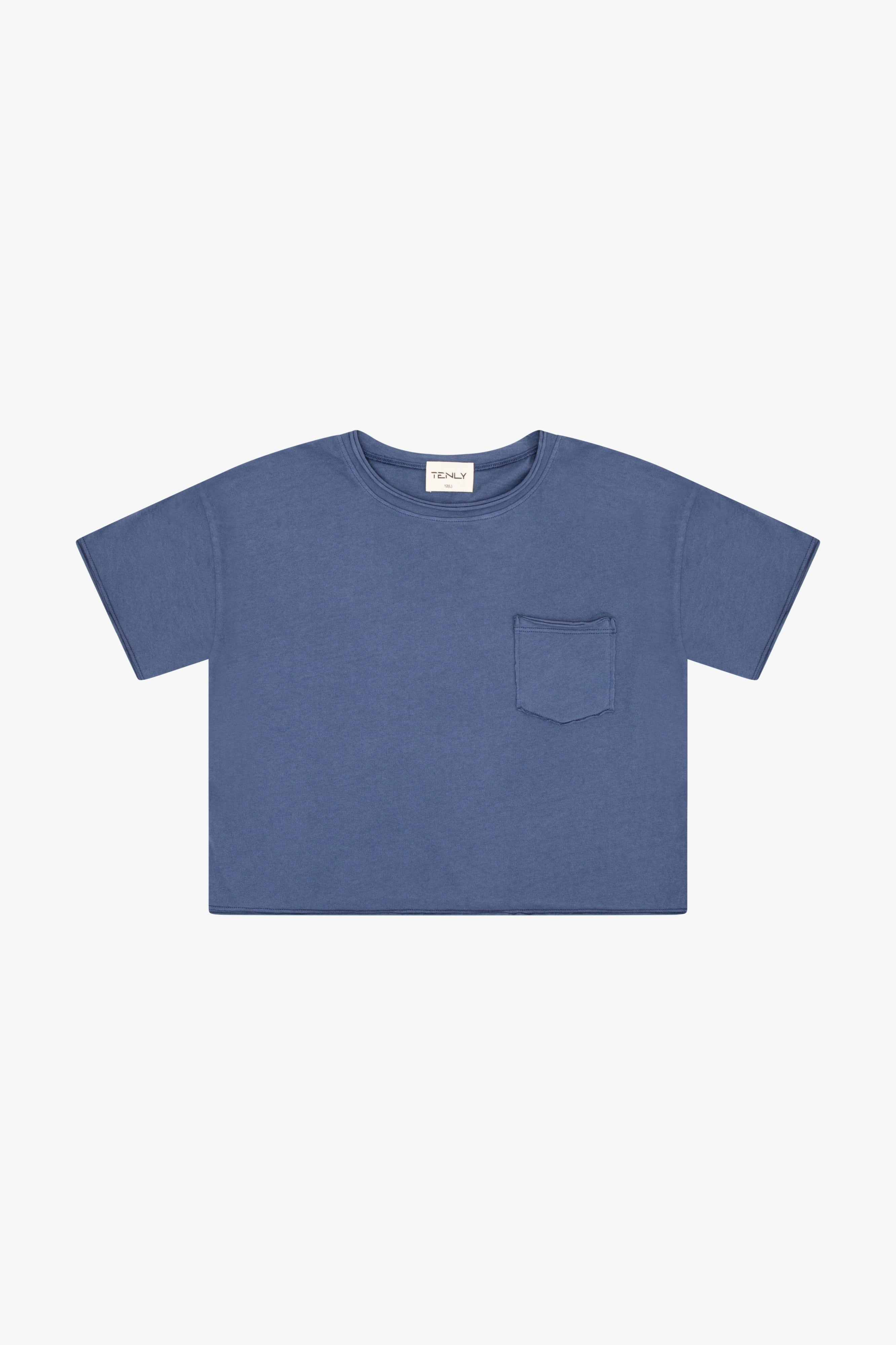 COTTON JERSEY RAW EDGE POCKET TEE (girls)