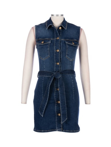 DELLA - SLEEVELESS DRESS W/ BELT TIE