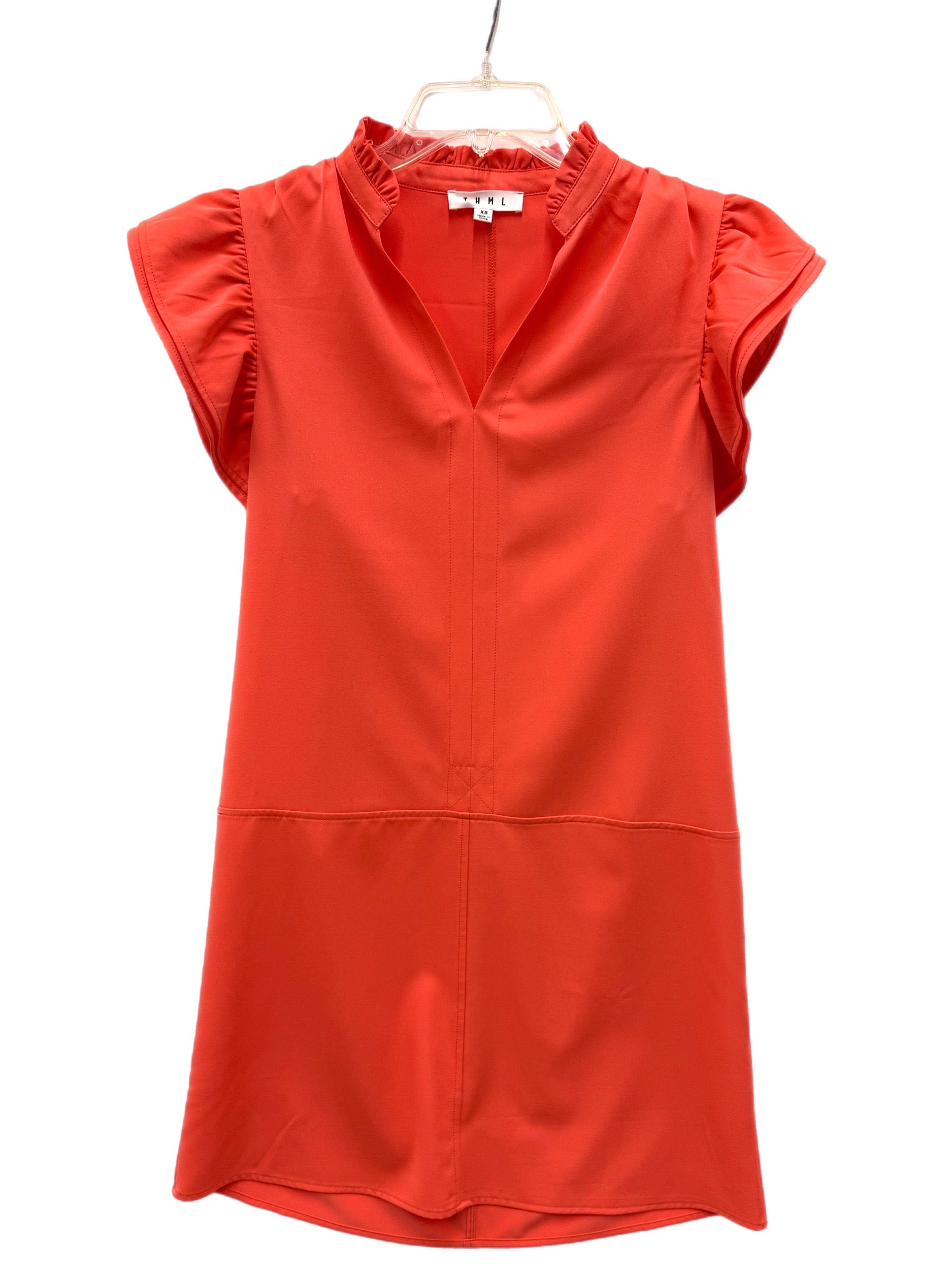 THML Split Neck Ruffle Sleeve Dress (JH2077) CORAL