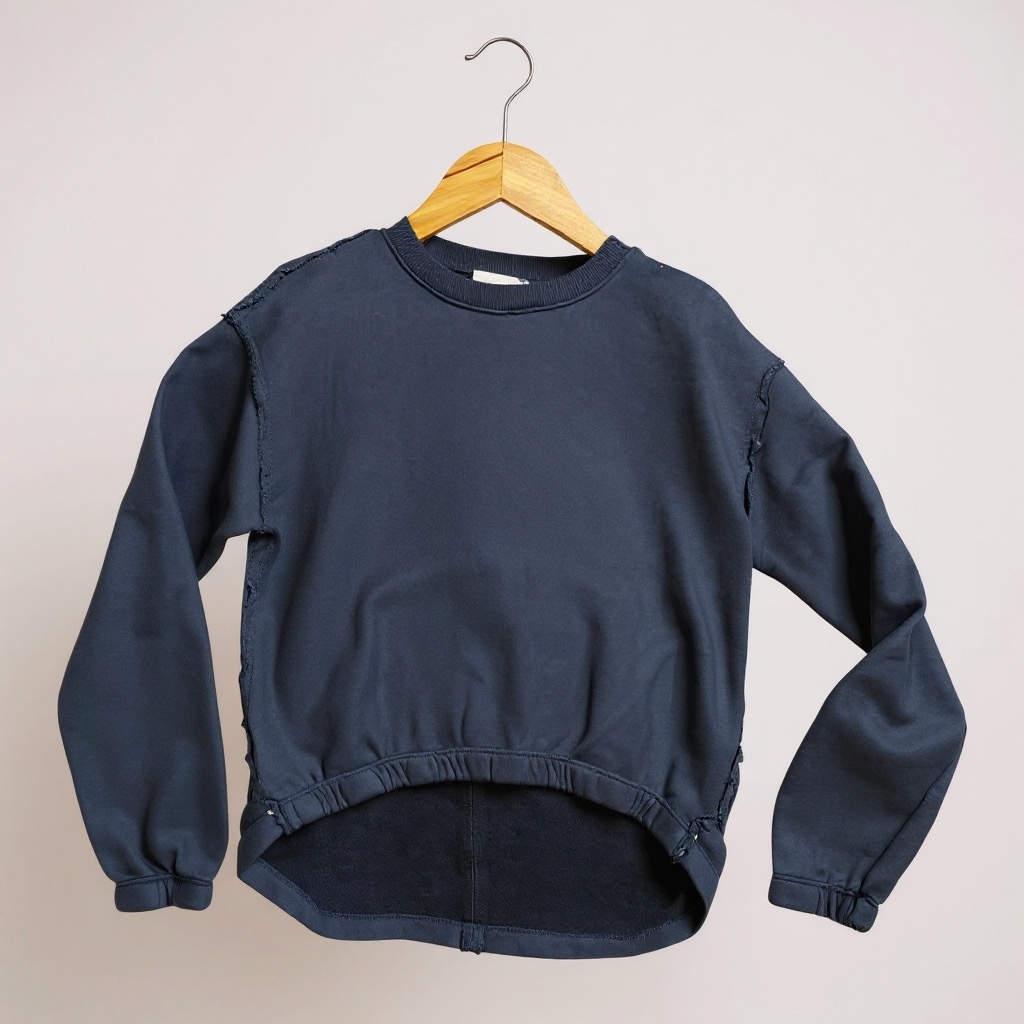 COTTON FLEECE RAW EDGE TUNIC W/ SIDE SHIRRING (girls)