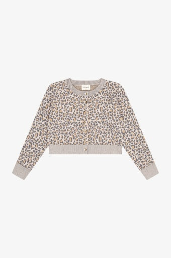 LEOPARD BUTTON DOWN CARDI