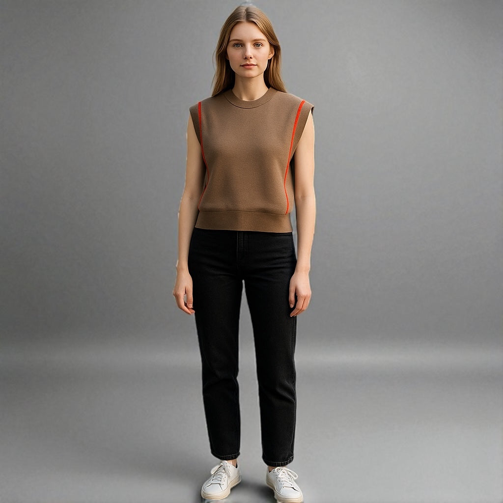 THML Sleeveless Knit Top (WK0579) Beige/Orange