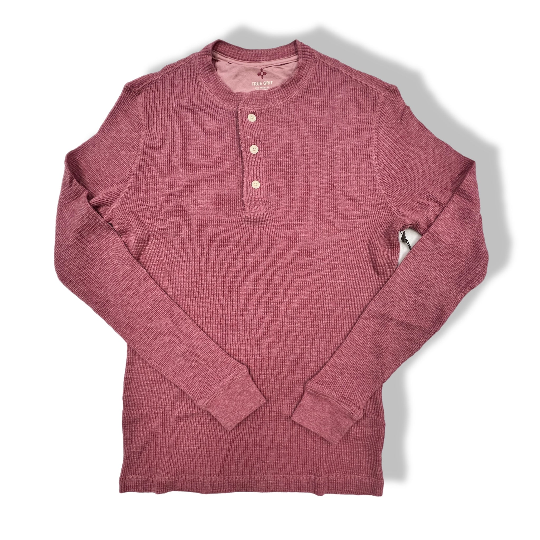 TRUE GRIT Whiskey Waffle Henley RED