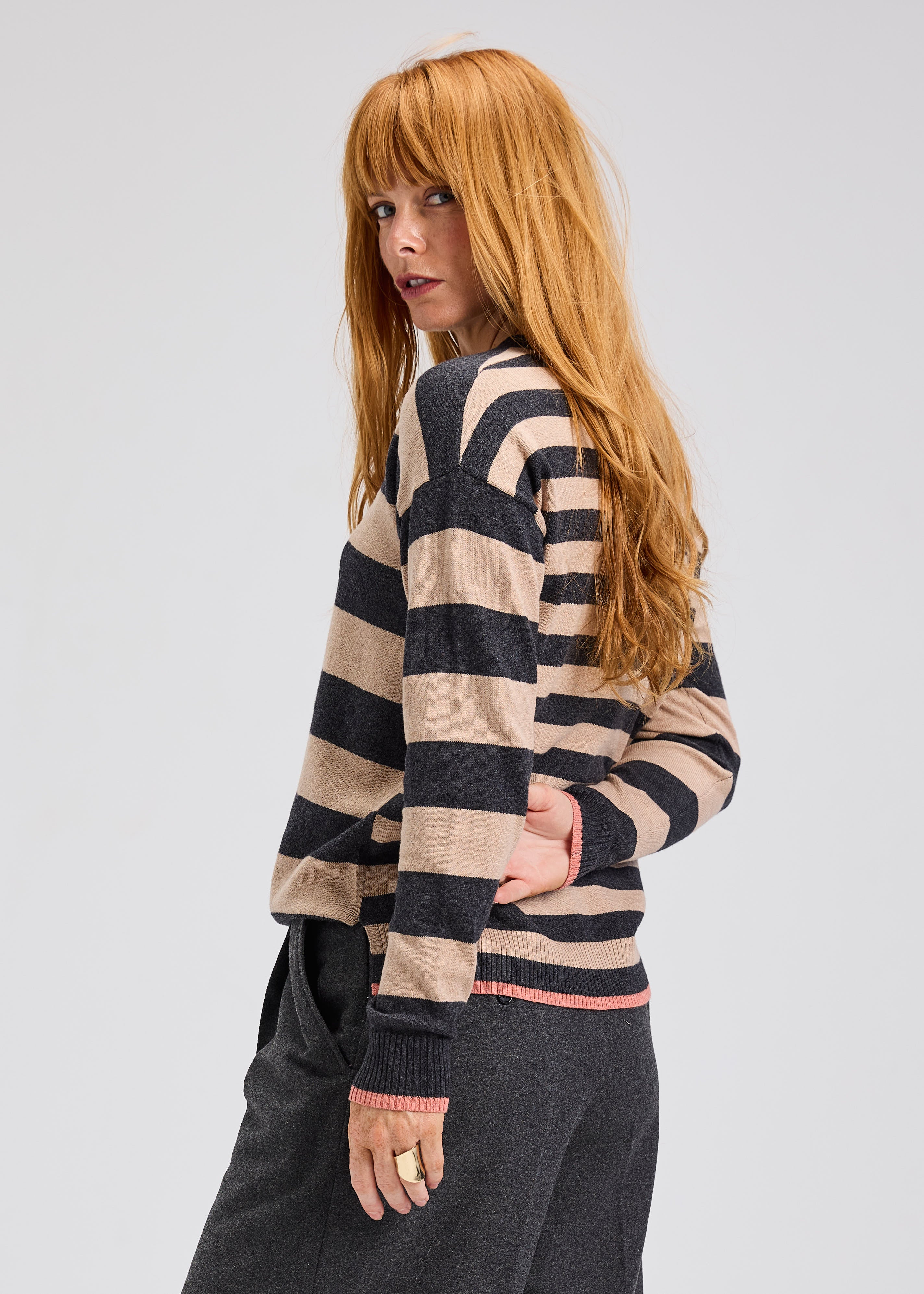 Z&P Multi Stripe Crew (ZP7523U) - CHARCOAL
