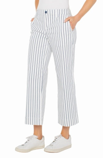 Patch Pocket Stripe Wide Leg Crop Pant 26" ins