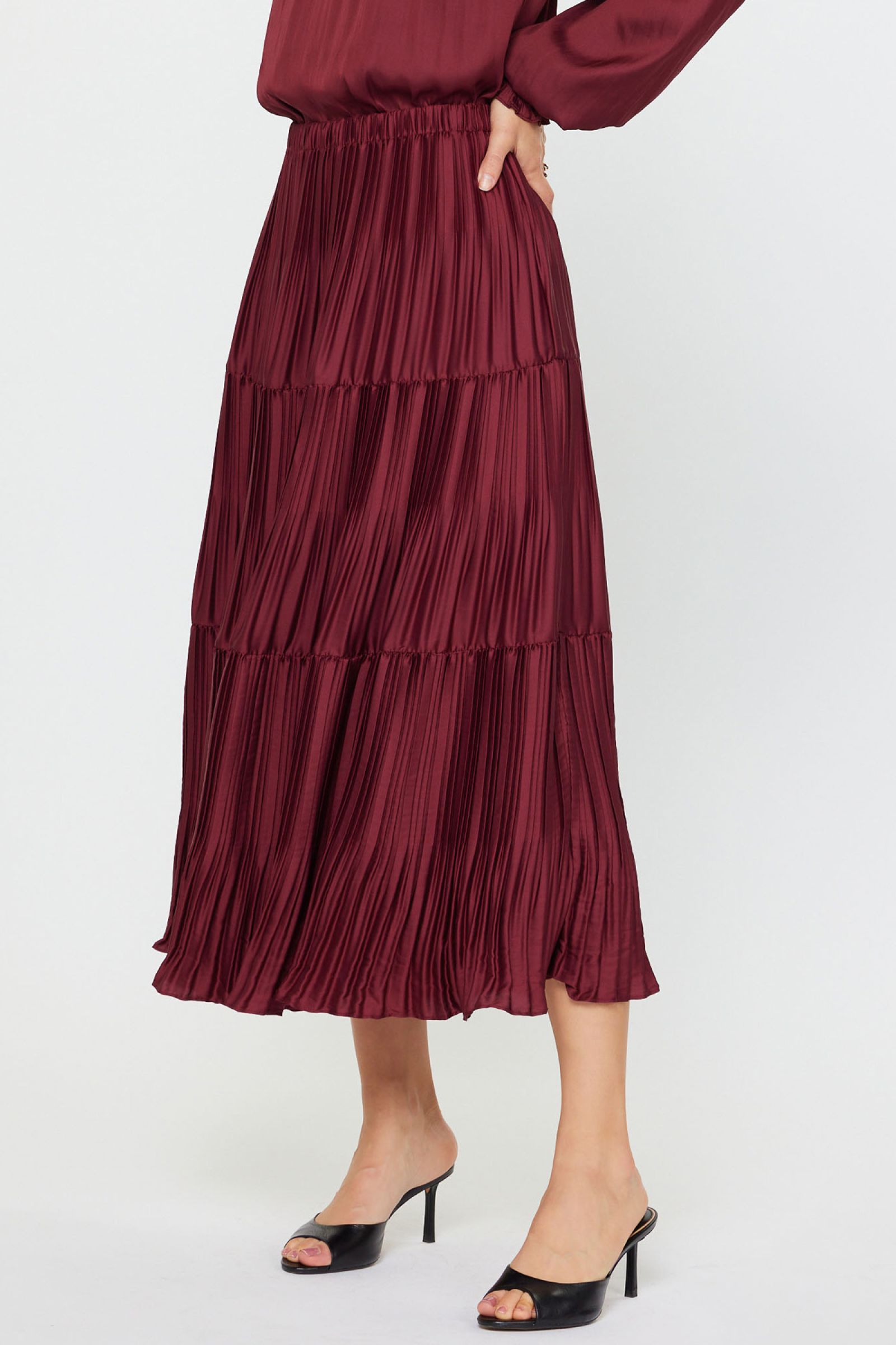 Current Air 3 Tier Skirt - BURGUNDY