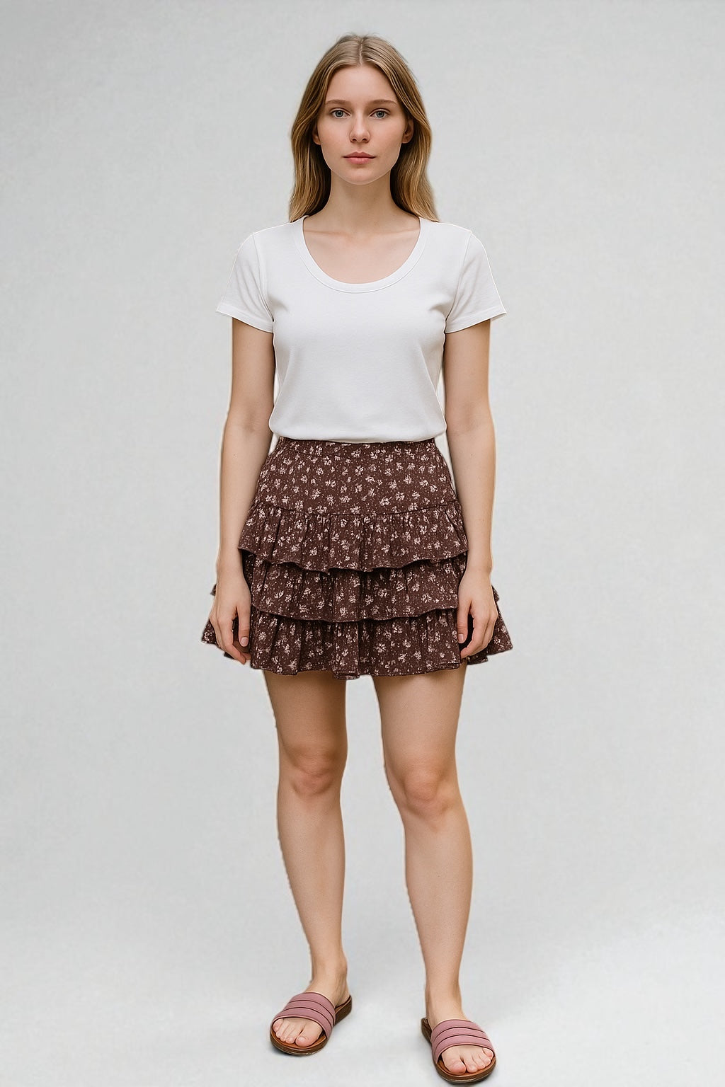 KatieJ Junior/Adult - Melody Skirt CHOC FLORAL PRINT