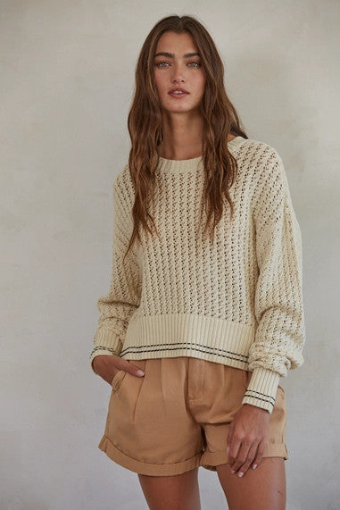 By Together Pointelle Crewneck Sweater