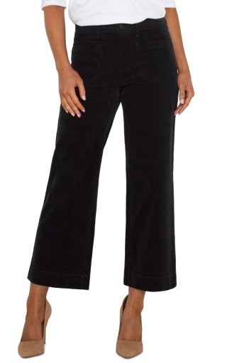 corduroy crop wide leg w patch pkt 27"ins