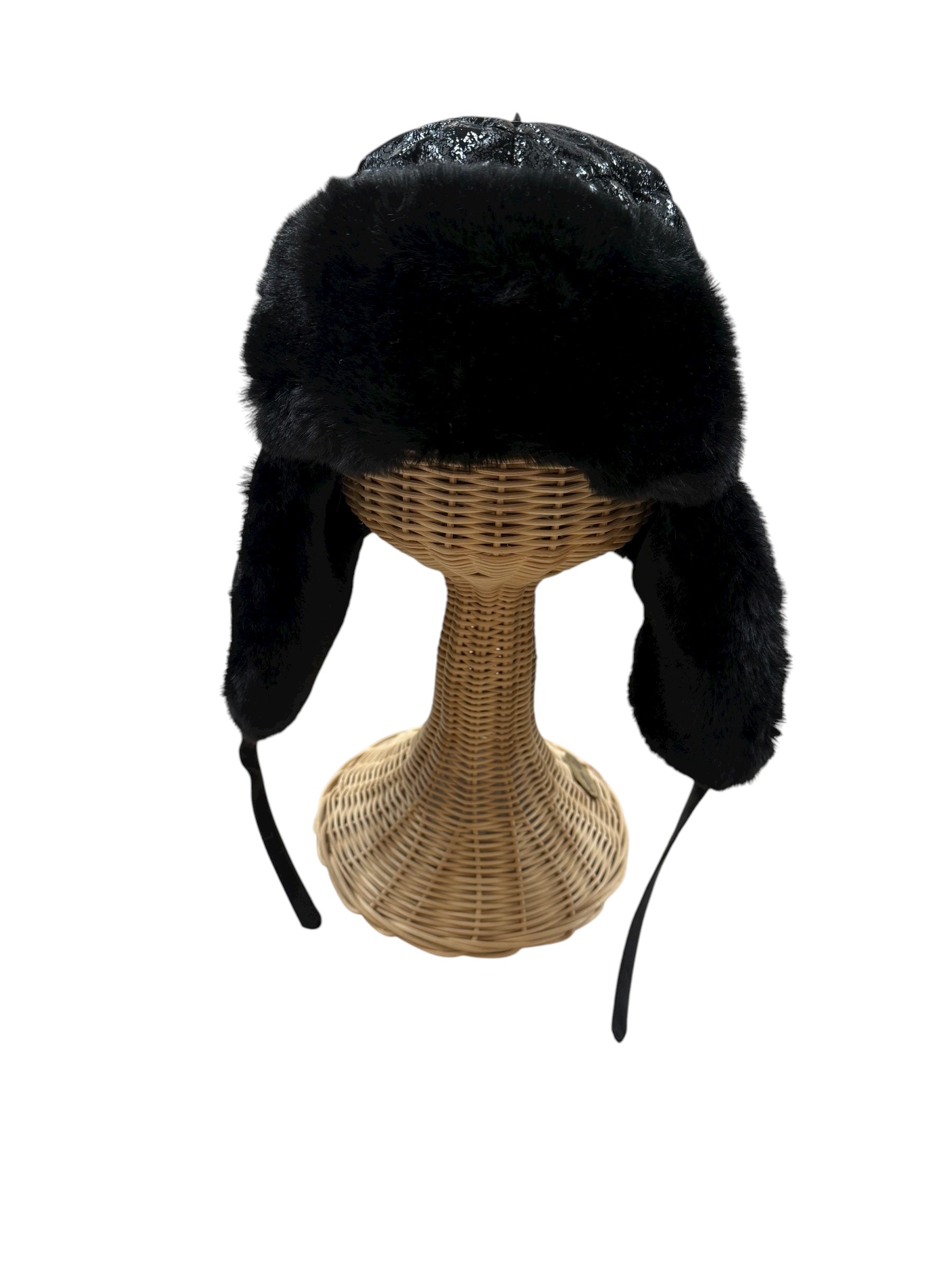 QUILTED TRAPPER HAT BLK HT074BLK