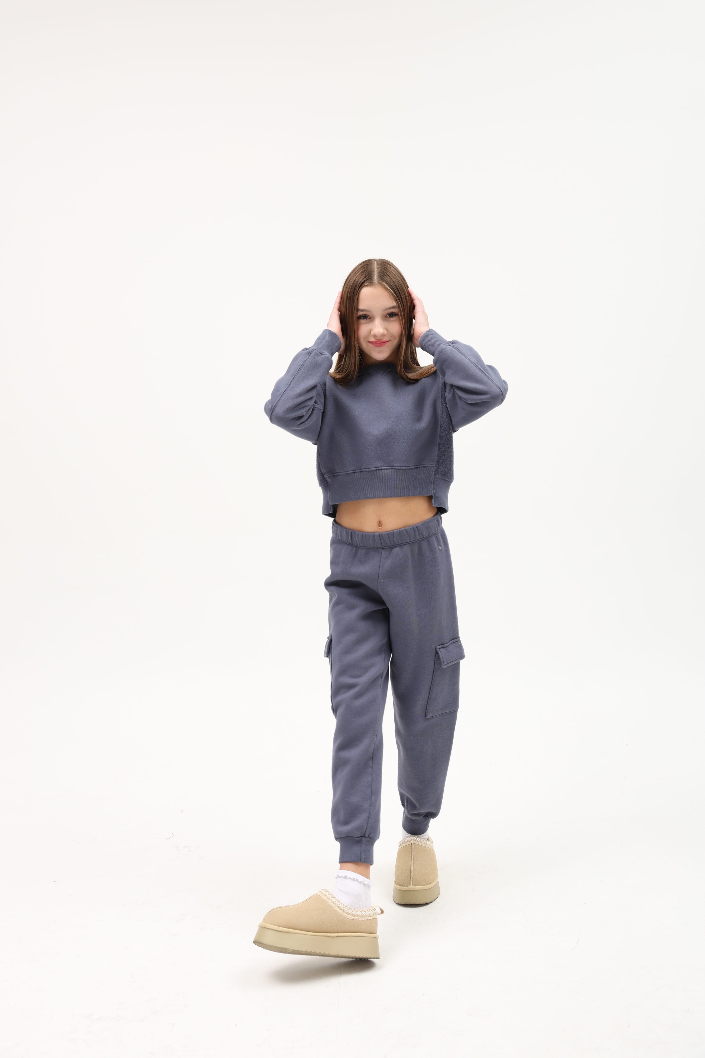 COTTON FLEECE CARGO JOGGER PANT (girls)
