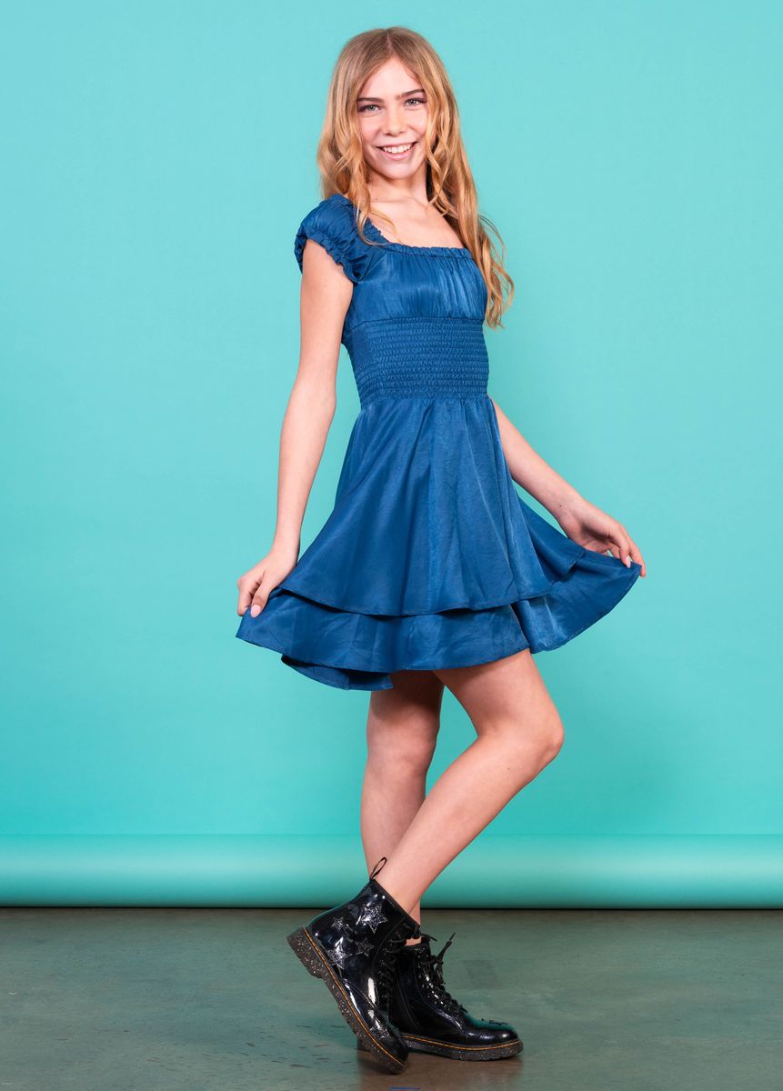 Miss Behave Sage Dress - BLUE