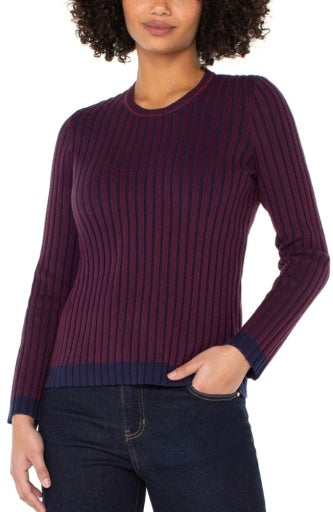 long slv crewneck rib sweater