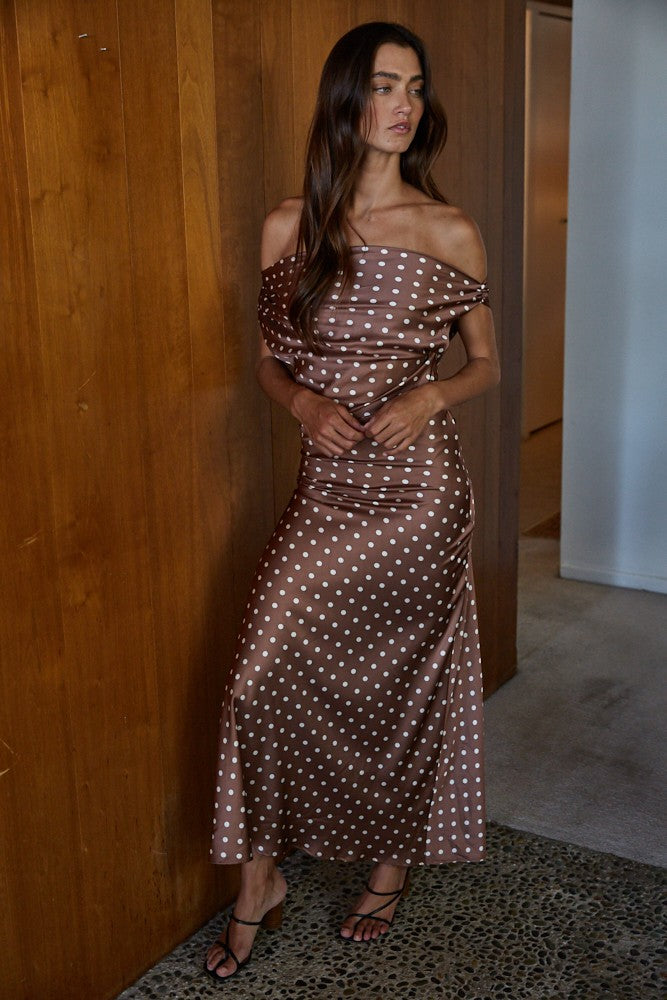 Chocolote Brown Polka Dot Dress Blue Star Bazaar CT Chocolote Brown Polka Dot Dress Blue Star Bazaar CT