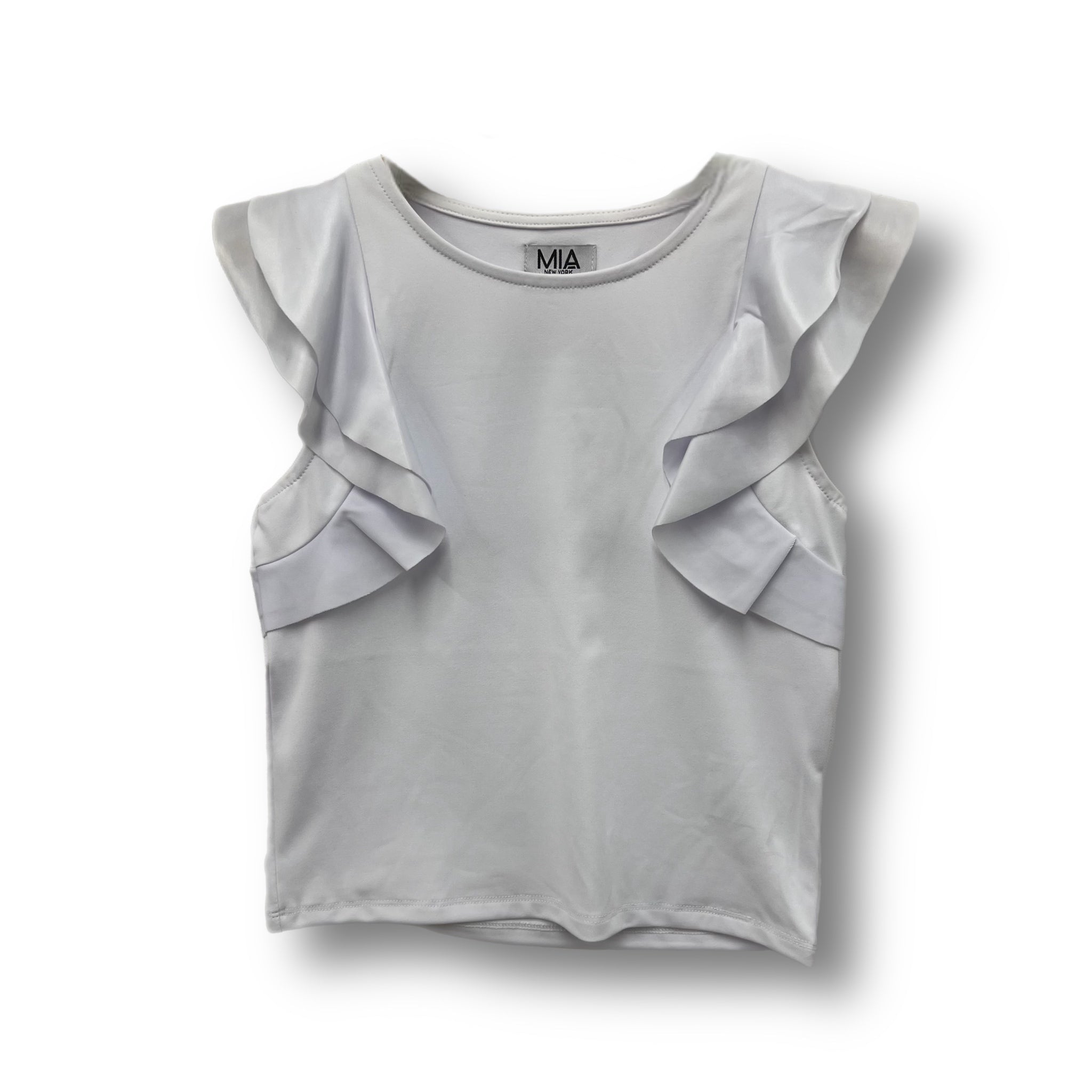 Mia - Girls' Flutter Slv Top - WHITE