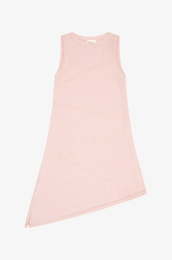 RAYON RIB ASYMMETRICAL SEAMED DRESS (girls)