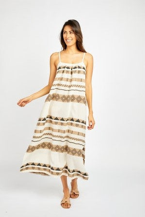 Sofia Caiden Aztec Long Dress Taupe