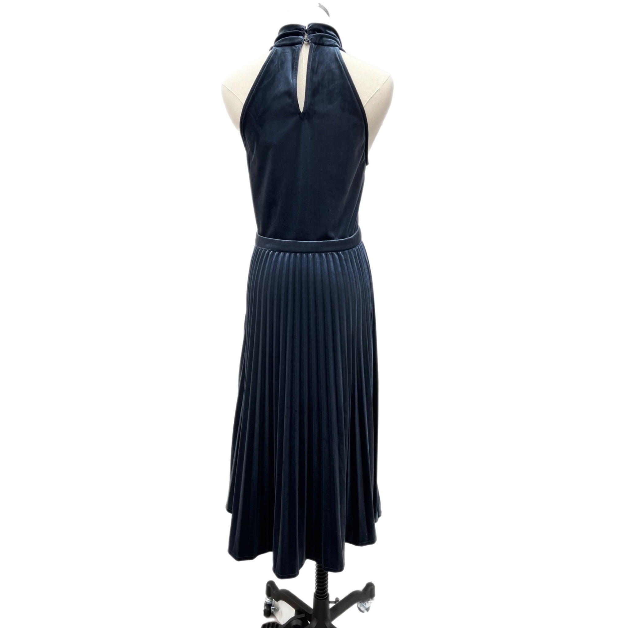 Velvet Mock Neck Dress - Smoky Blue