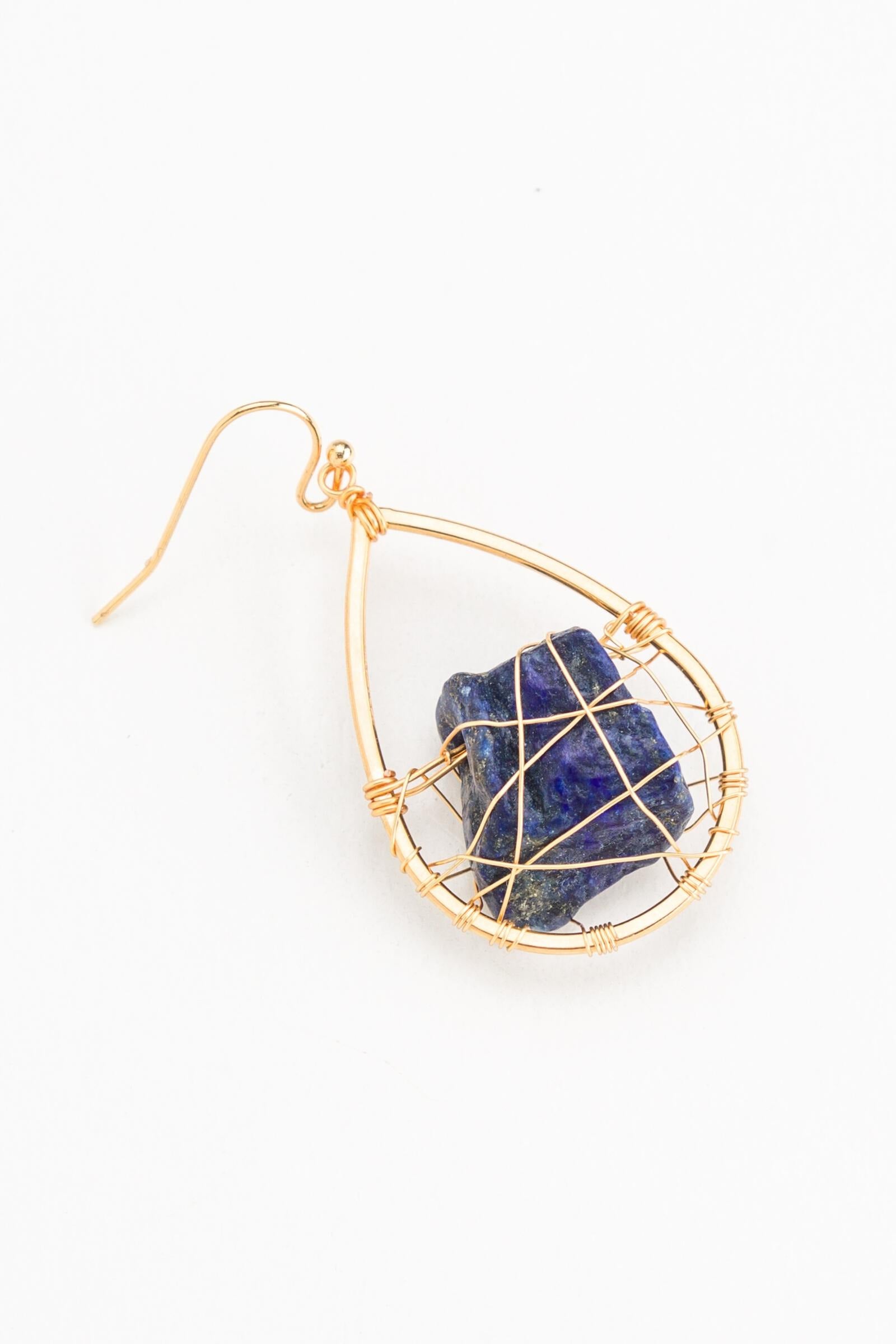 Earring - Teardrop/Wire/Stone LAPIS - WEXD2953