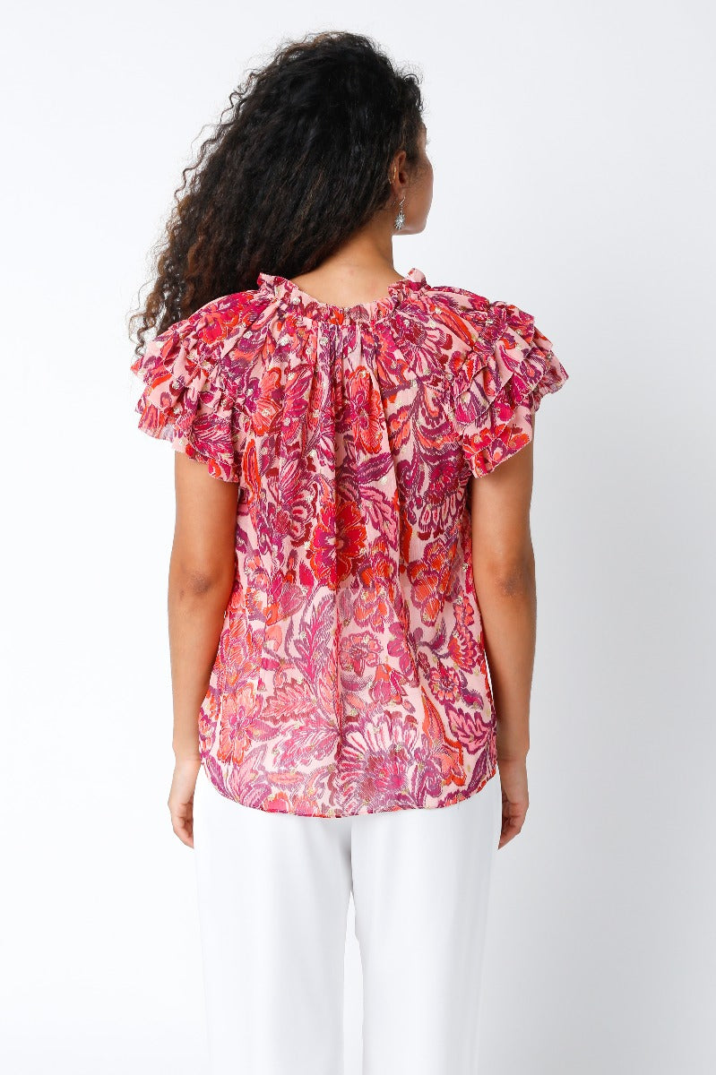 Olivaceous Print S/S Blouse FUCHSIA