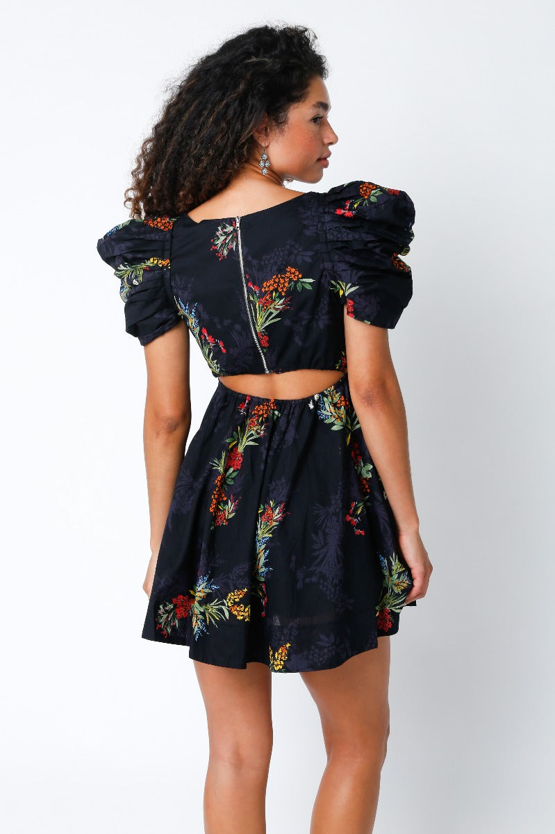 Olivaceous Floral Mini Dress BLACK