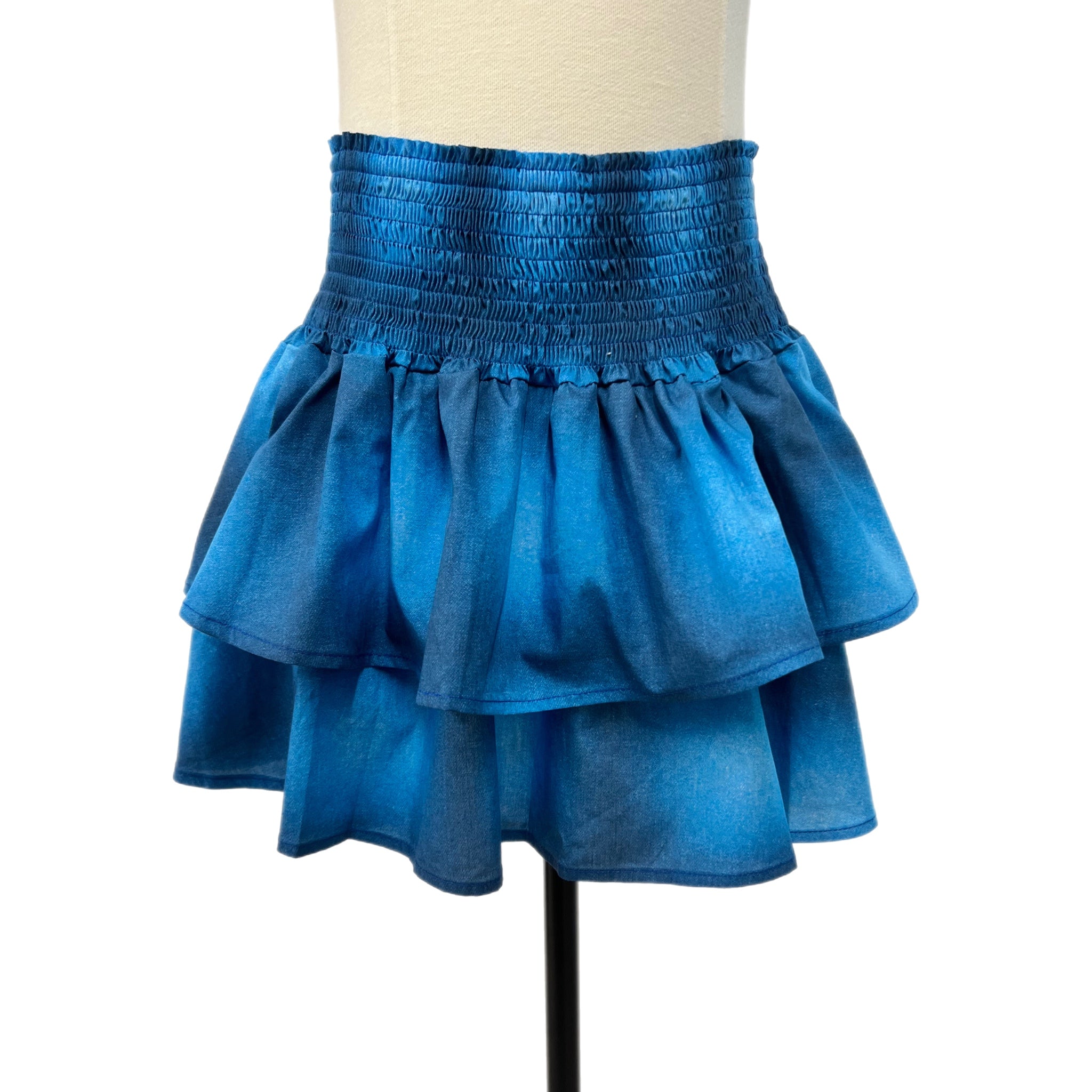 THEME Jules Ruffle Mini Skirt - Vtg Blue Denim