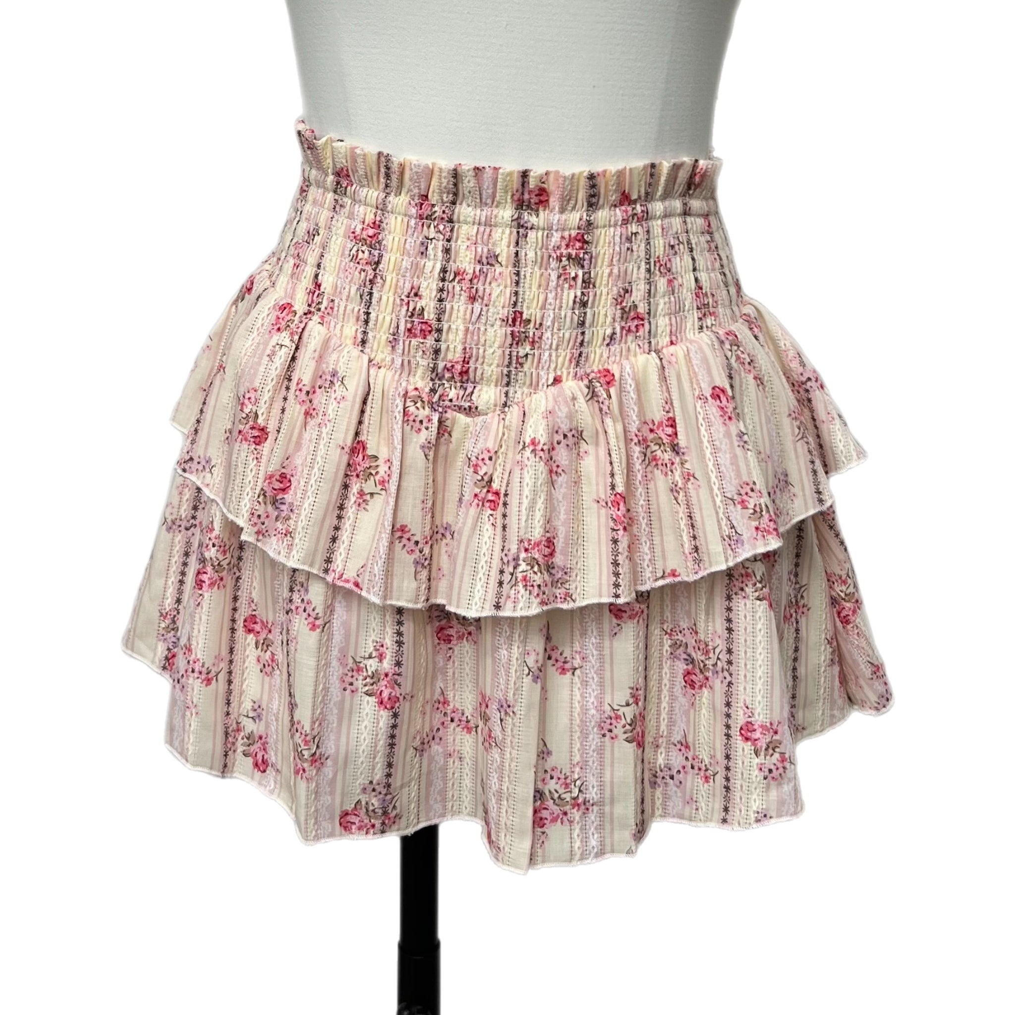 KatieJ GIRLS Brooke Skirt FLORAL STRIPE CREAM