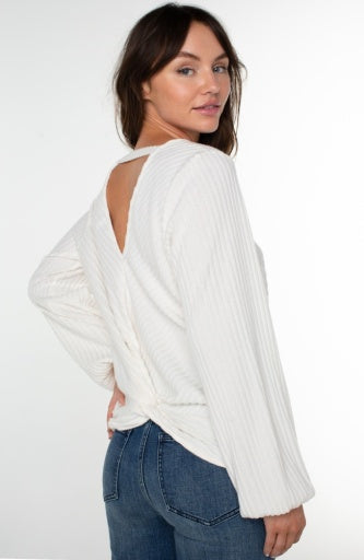 twist back ls knit top