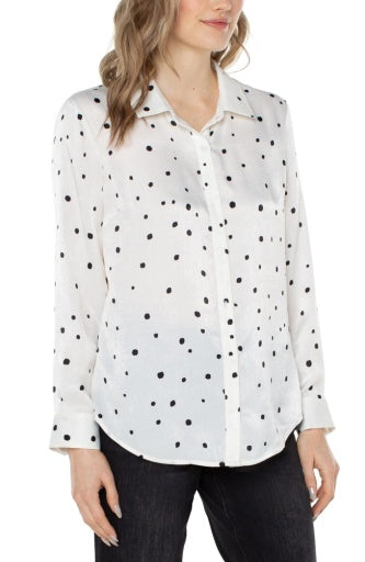pocket button front blouse