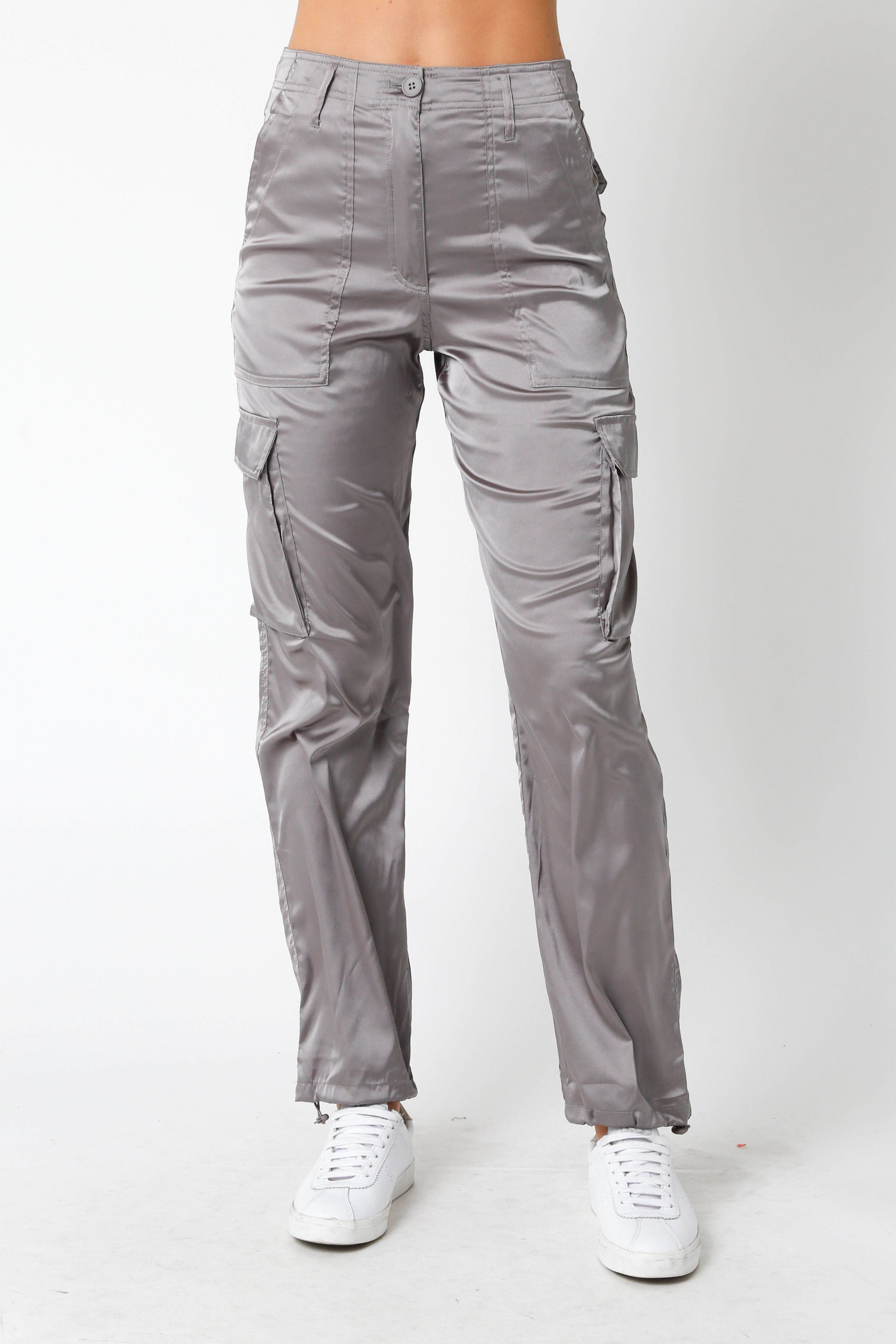 Olivaceous Silky Cargo Pants GREY
