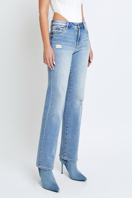 HIDDEN JEANS Tracey Mid Rise Straight Lt Blue (HD1581ST)