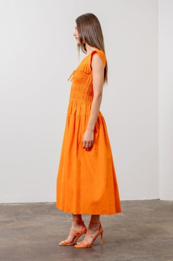 Orange midi dress with sleeves hotsell