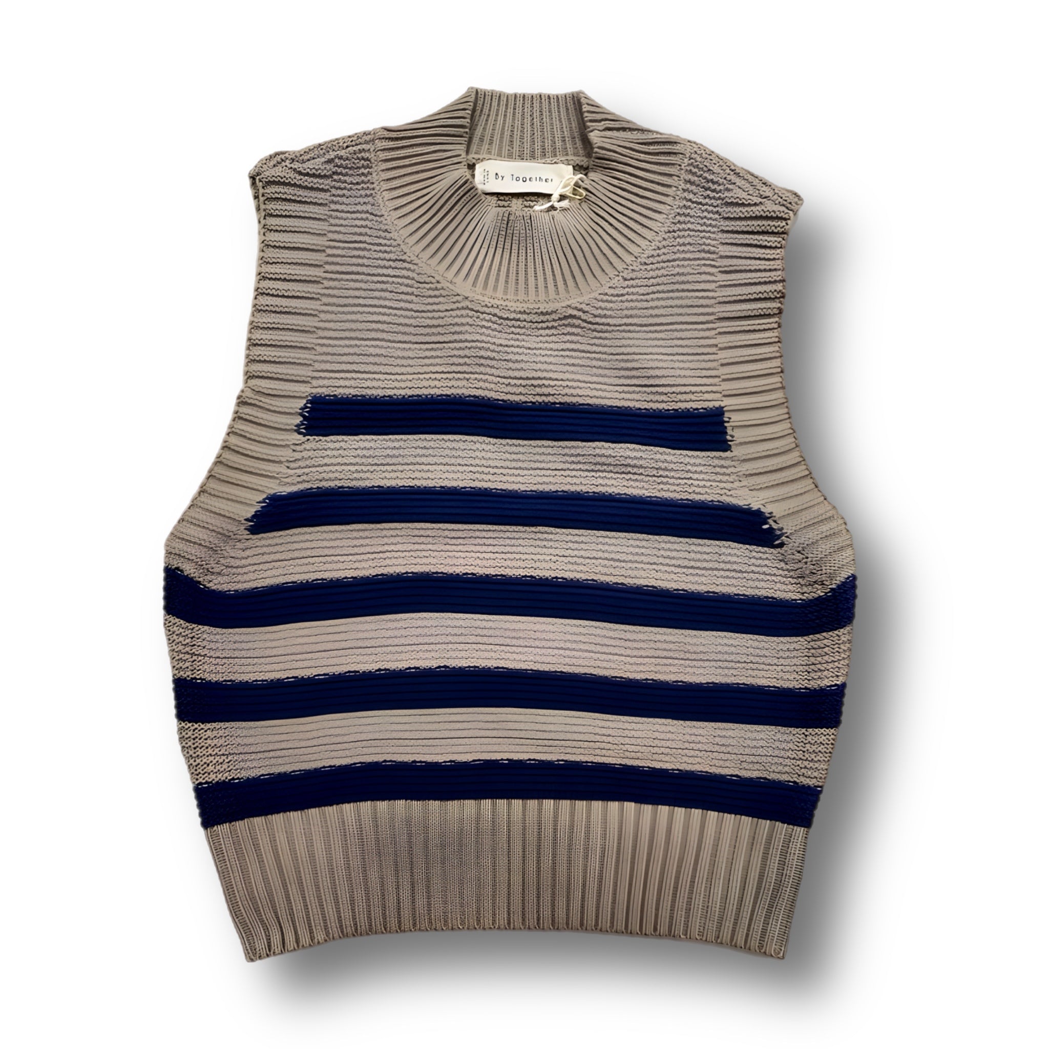 By Together S/L Stripe Sweater W1514 MOCHA BLUE