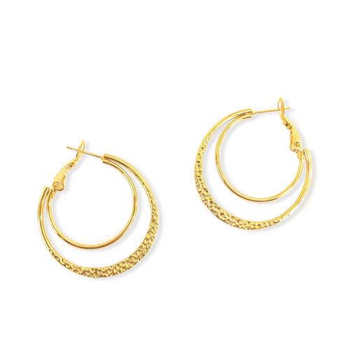 714ER013 - Water Resistant Earrings  (HOOPS) GOLD