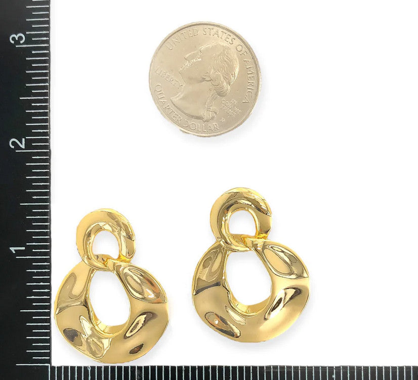 715ER013 - Dangling  Flat Circle Earrings GOLD
