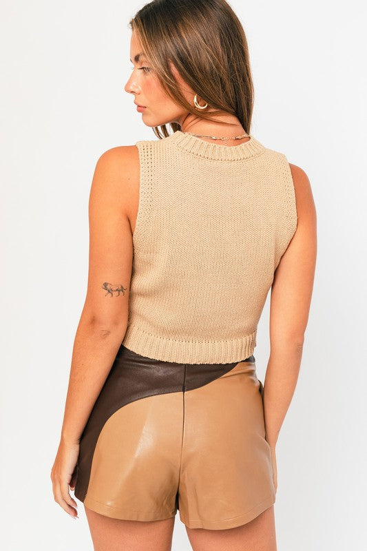 Cropped Tank Sweater TAUPE