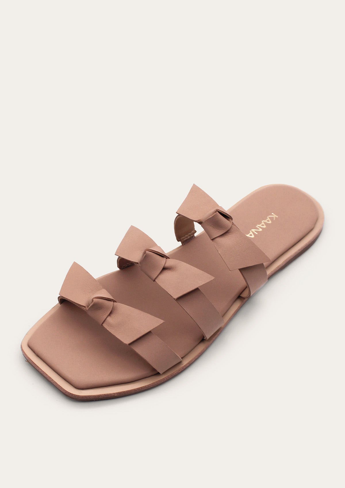 Kaanas - Recife Bow Leather Slide - NUDE