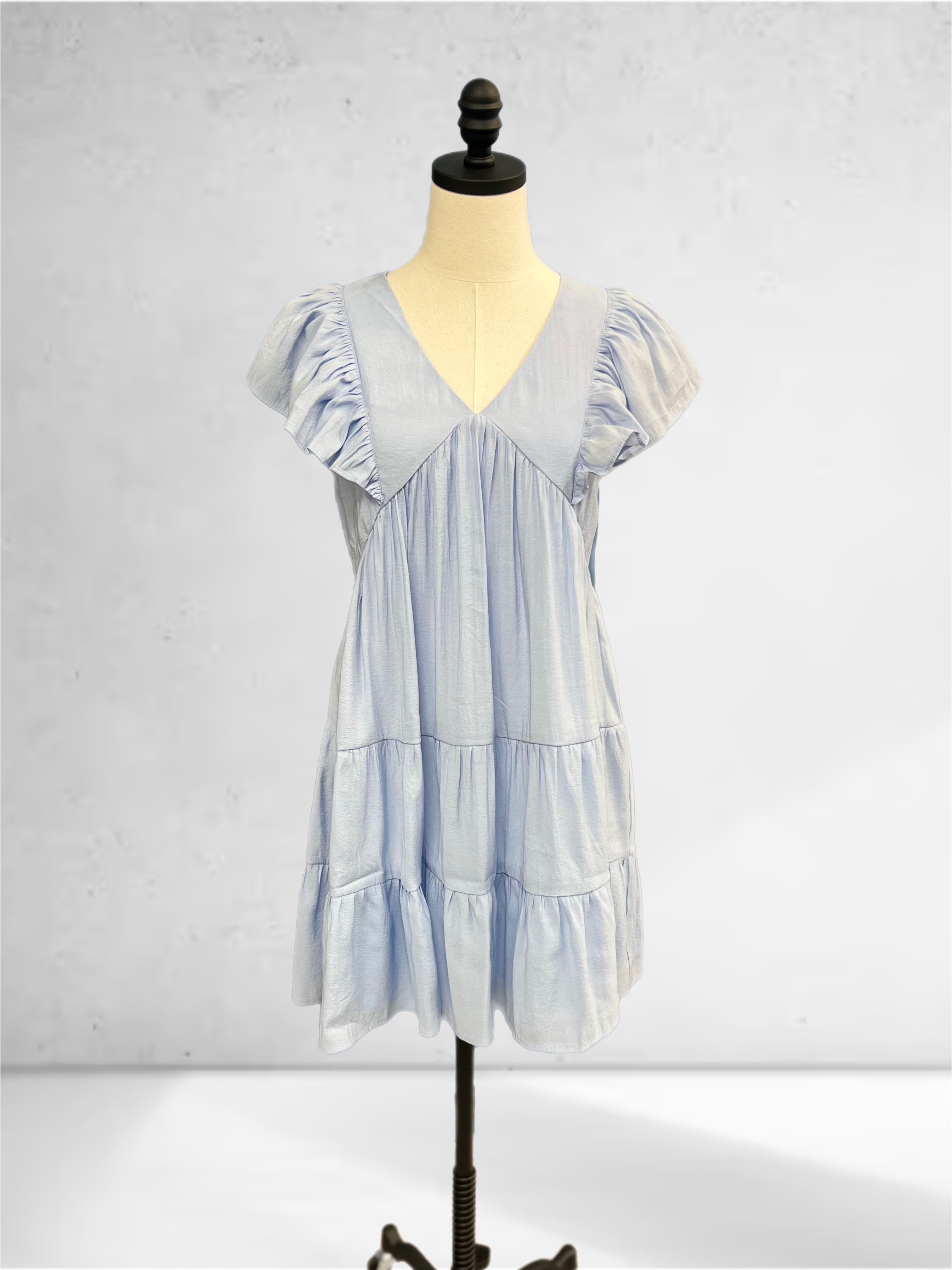 THML Flutter Sleeve Midi Dress Lt Blue (WCT1904-1)